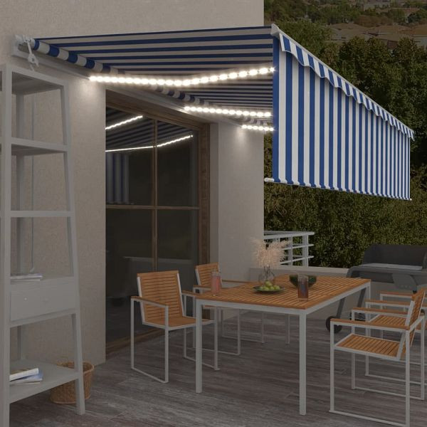 vidaXL Markise Automatisch mit Rollo LED Windsensor 6x3m Blau Weiß, 3069371