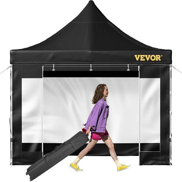 VEVOR Faltpavillon 3x3m Gartenzelt Pavillon PVC Zelt faltbar Schwarz, DCSLTZP1010FT9BYWV0