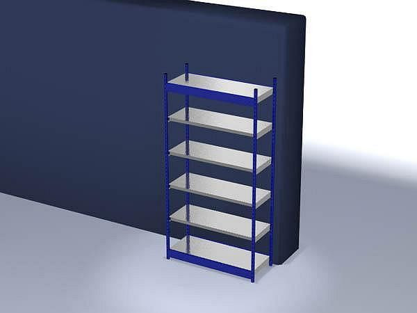 hofe Fachboden-Grundregal, 2500x500x1300 mm, 6 Fachebenen, verzinkt / RAL 5010, 200 kg Fachlast, 1800 kg Feldlast, einseitige Bedienung, RFG255013ME