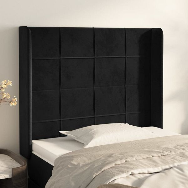 vidaXL Kopfteil mit Ohren Schwarz 93x16x118/128 cm Samt, 3119618