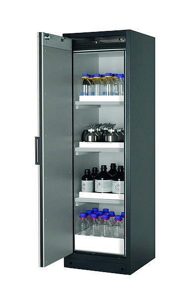 asecos Sicherheitsschrank Q-CLASSIC-90, Q90.195.060 in lichtgrau RAL 7035 mit 3x Wannenboden Standard (Polypropylen), 30072-041-30086