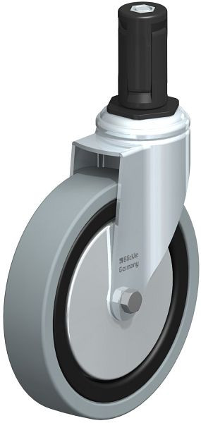 Blickle LKRA-VPA 150K-11-FA-ER14 Apparate-Lenkrolle mit Expander, Vollgummi, Grau, 848480