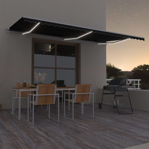 vidaXL Automatische Markise mit LED & Windsensor 600x300 cm Anthrazit, 3068974
