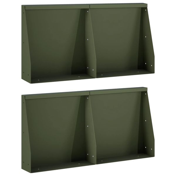 vidaXL Stützmauer 4-teilig 40 x 12 x 50 cm Stahl Olivgrün, 3449068