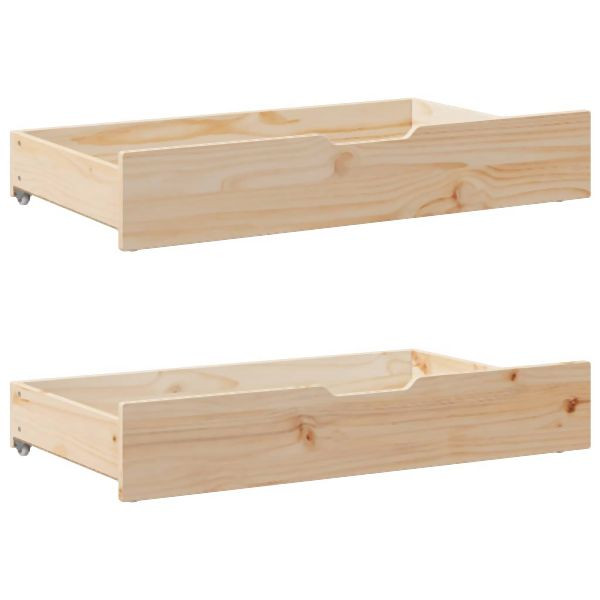 vidaXL Bettschubladen mit Rollen 2 Stk. 90x55x16 cm Massivholz Kiefer, 850923