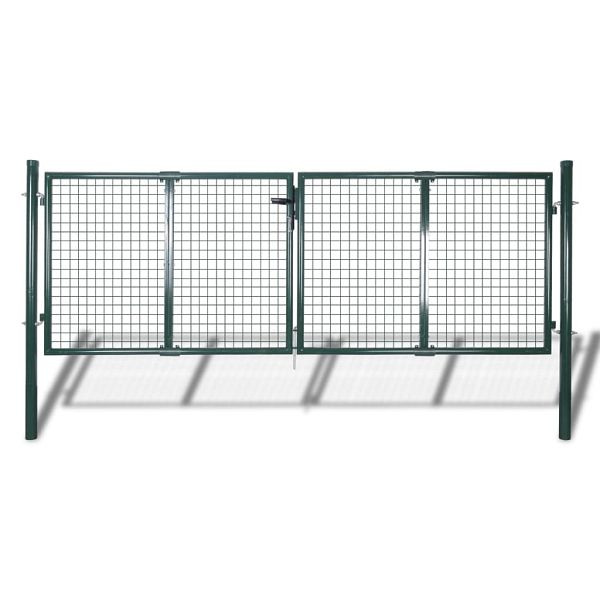 vidaXL Gartenzaun Tor 289x100 cm/306x150 cm Stahl Grün, 42979