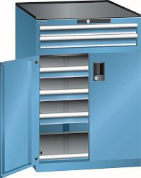 LISTA Schubladenschrank 36x36E (BxTxH) 717x753x1020mm CODE Lock, Lichtblau, 5 Schubladen, Tragkraft Schubladen: 75kg, Fronthöhe: 75mm, 79.464.010.C