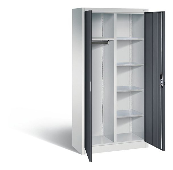 C+P Akten-/Garderobenschrank Acurado, H1950xB930xT400mm, Farbe: Lichtgrau / Schwarzgrau, Muldengriff, 8920-312 S10192