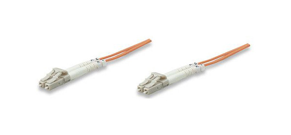 INTELLINET Glasfaser LWL-Anschlusskabel, Duplex, Multimode, LC/LC, 62,5/125 µm, OM1, 2 m, orange, 471213
