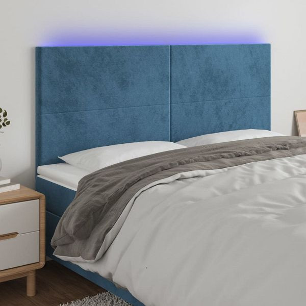 vidaXL LED Kopfteil Dunkelblau 180x5x118/128 cm Samt, 3122208