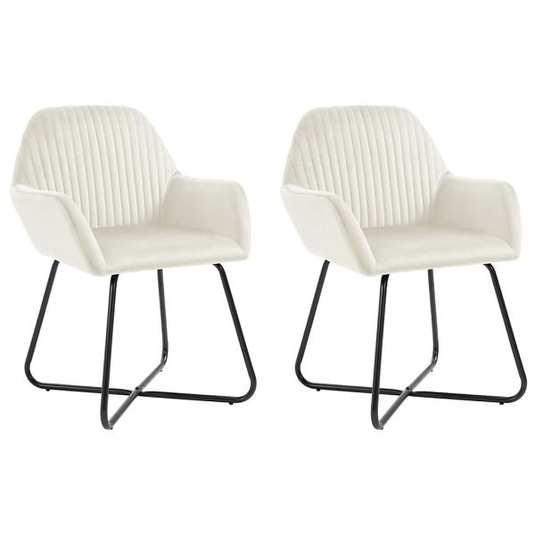 vidaXL Esszimmerstühle 2 Stück Creme Samt, 249806, 8719883607566