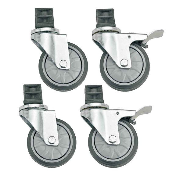 Vaiotec ROLLENKIT für Arbeitstische & Spültische EASYLINE, 2 Rollen mit und 2 Rollen ohne Bremse, 10542