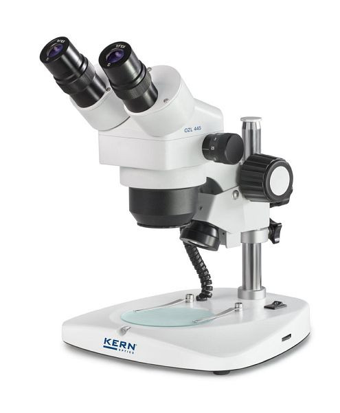 KERN Optics Stereo-Zoom-Mikroskop, Greenough 0,75 x - 3,6 x, Binokular, Eyepiece WF 10 x / Ø 20mm with anti-fungus Steckernetzteil, OZL 445