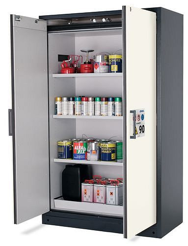 asecos Feuerbeständiger Gefahrstoffschrank Select W-123, 3 Einlegeböden, Türen weiß, 200993