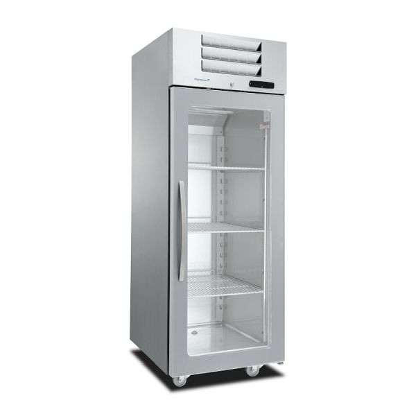 Marecos Excel line Edelstahl 700 Liter GN 2/1 Kühlschrank mit Glastür und Umluftkühlung, 221.002