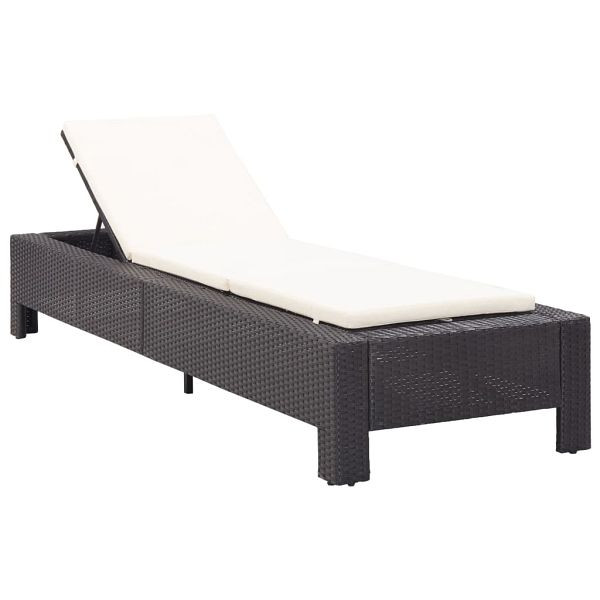 vidaXL Sonnenliege mit Auflage Schwarz Poly Rattan, 46234