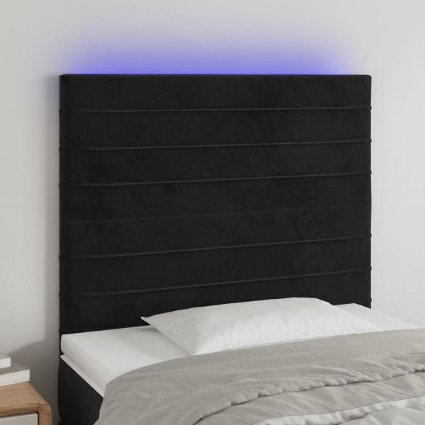 vidaXL LED Kopfteil Schwarz 100x5x118/128 cm Samt, 3122608
