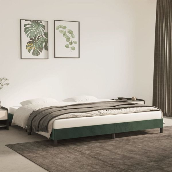 vidaXL Bettgestell Dunkelgrün 200x200 cm Samt, Polyester, 346997