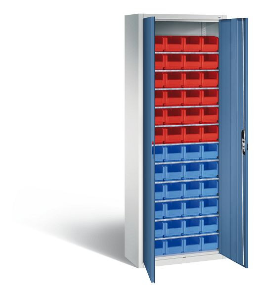 C+P Magazinschrank Serie 13, H1980xB700xT300mm, Farbe: Lichtgrau / Fernblau, Muldengriff, 133113-21 S10047