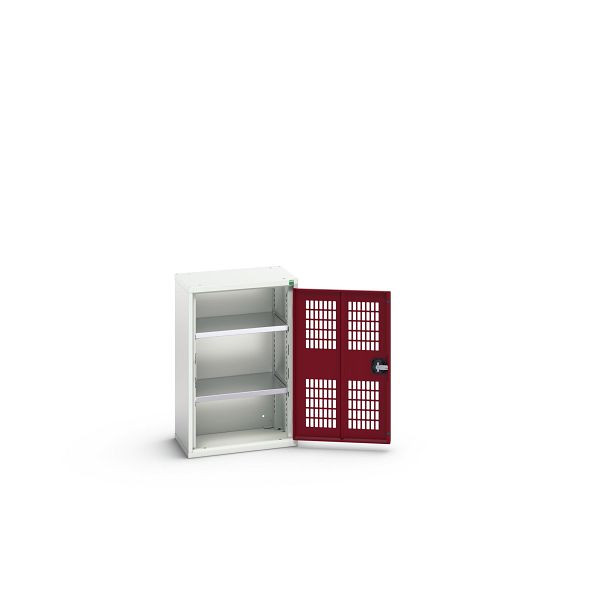 bott verso Flügeltürschrank mit Belüftung, mit 2 Fachböden, BxTxH: 525 x 350 x 800 mm, Lichtgrau / Purpurrot, 16926710.24