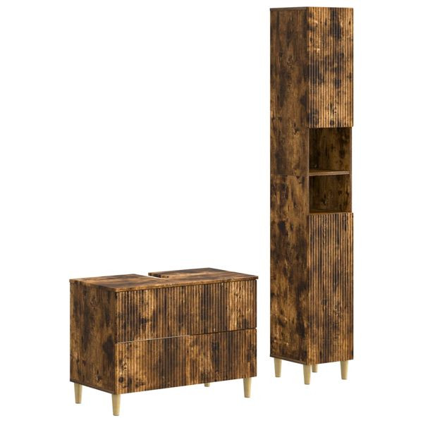 vidaXL 2-teiliges Badezimmer Schrank Set ARNHEM Raucheiche, 3417527