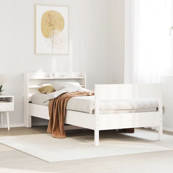 vidaXL Massivholzbett ohne Matratze Weiß 75x190 cm Kiefernholz, 3306952
