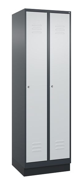C+P Mehrzweckschrank Classic PLUS, Wäsche-Spind, Sockel, 2 Abteile, 1950x600x500mm, 7016/7035, Zylinderschlösser, 080020-20B S10028