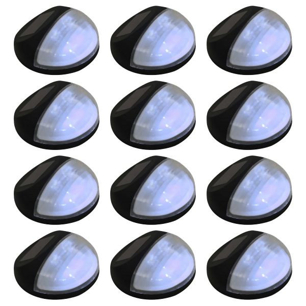 vidaXL Outdoor Solar-Wandleuchten LED 12 Stück Rund Schwarz, 44472