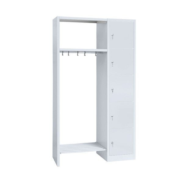 Lüllmann Garderobe, 1 Abteil rechts, 5 Fächer, 1800 x 1115 x 500 mm, lichtgrau, 525510