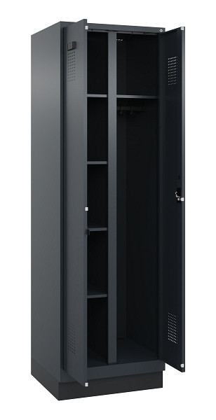 C+P Wäsche-/Garderobenspind Evolo PLUS, mit Sockel, 2 Abteile, 1950x600x500mm, 7016, Frontfarbe RAL 7016 Anthrazitgrau, Zylinderschloss, 049620-20 S10043