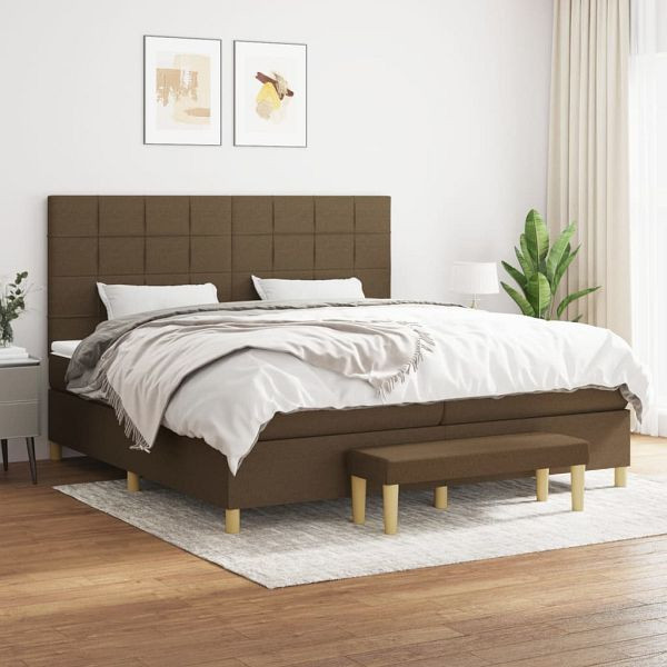 vidaXL Boxspringbett mit Matratze Dunkelbraun 200x200 cm Stoff, 3137184