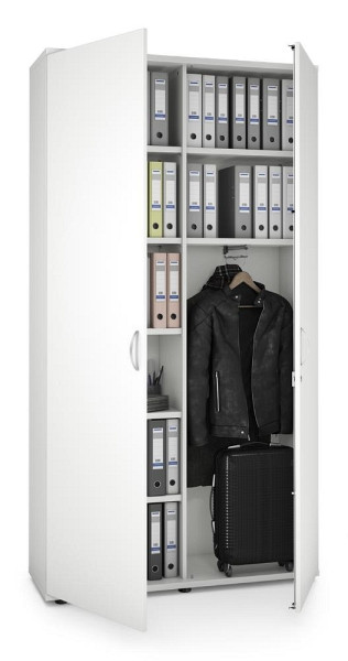 Deskin Garderobenschrank MULTI M pro, Dekor: Weiß, BxHxT: 1200 x 2250 x 420 mm, 256532