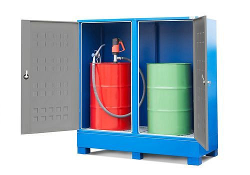 DENIOS SteelSafe Gefahrstoffdepot D2, mit Türen, für 2 Fässer, 259063