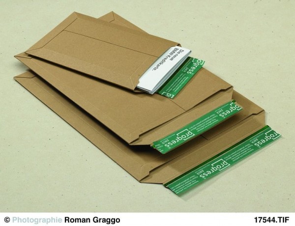 Progress Packaging PP_V04.03 MAILER Versandtasche aus Vollpappe braun mit SK-Verschluß und Aufreißfaden, VE: 100 Stück, 235/308, 000069
