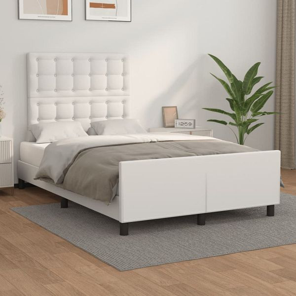 vidaXL Bettgestell mit Kopfteil Weiß 120x200 cm Kunstleder, 3125562