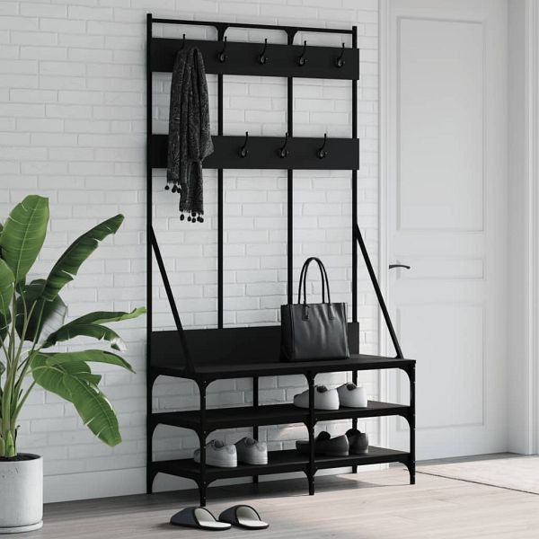 vidaXL Kleiderständer mit Schuhablage Schwarz 100x40x184 cm, 837837