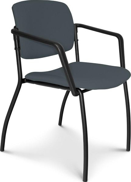 Deskin Besucherstuhl DELTA 2000, Gestell schwarz inkl. Armlehnen, Rücken Polster, eckig, Farbe grau, 361533