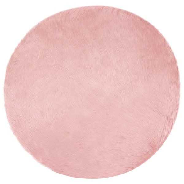 vidaXL Kunstschaffell Teppich Rosa Ø 200 cm Polyester, 42021561