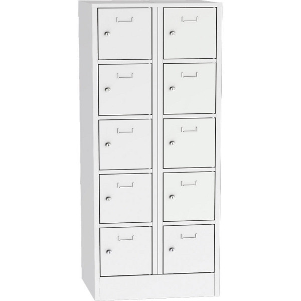 Deskin Schließfach-Stahlschrank SYSTEM SP1 COLOR, Korpus und Türen Lichtgrau RAL 7035, H 1850 x B 800 x T 500 mm, mit Zylinderschloss, 282201