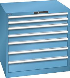 LISTA Schubladenschrank 45x36E (BxTxH) 870x725x850mm AUTO Lock, Lichtblau, 7 Schubladen, Fronthöhe: 75 - 150mm, Traglast Schubladen: 200kg, 78.692.010.A