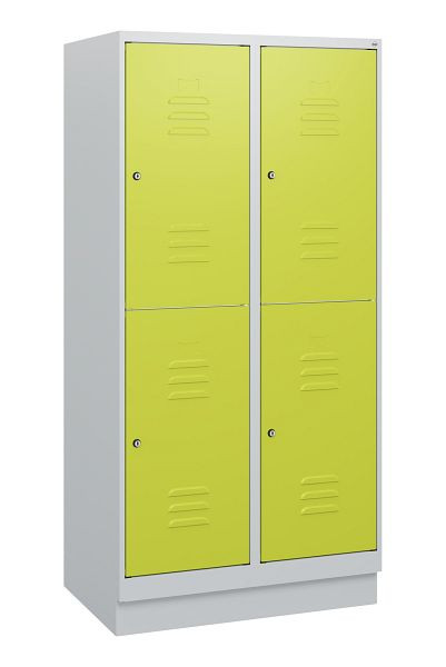 C+P Doppelstöckiger Spind Classic PLUS, Sockel, 2 Abteile, 1630x800x500mm, 7035/0024, Zylinderschlösser, 0803205-22 S10040