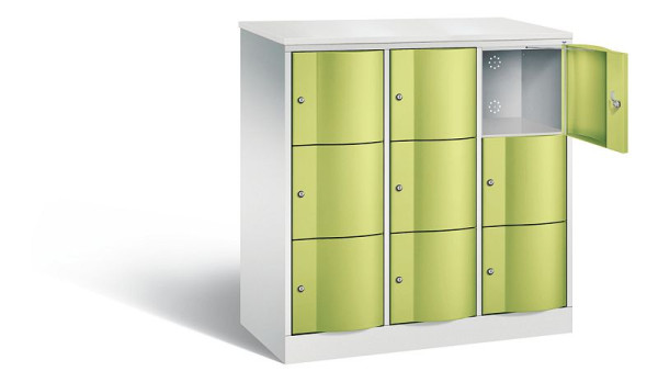 C+P Schließfachschrank Resisto, H1255xB1148xT540mm, Farbe: Lichtgrau / Viridingrün, 8573-372 S10700