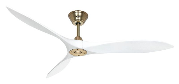 CasaFan Deckenventilator Eco Airscrew 152 Messing gebürstet-Massivholz Lack matt weiß, 315254