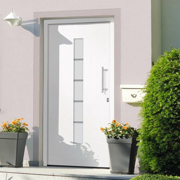 vidaXL Haustür Aluminium und PVC Weiß 100x210 cm, 3056807