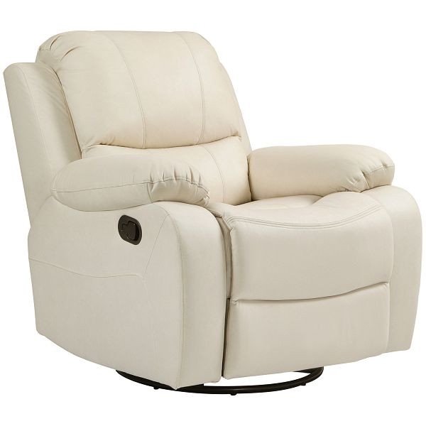 HOMCOM Relaxsessel, verstellbare Lehne & Fußstütze, drehbar, bis 150 kg, Stahlrahmen, 93x100x98cm, Cremeweiß, 839-574V00CW