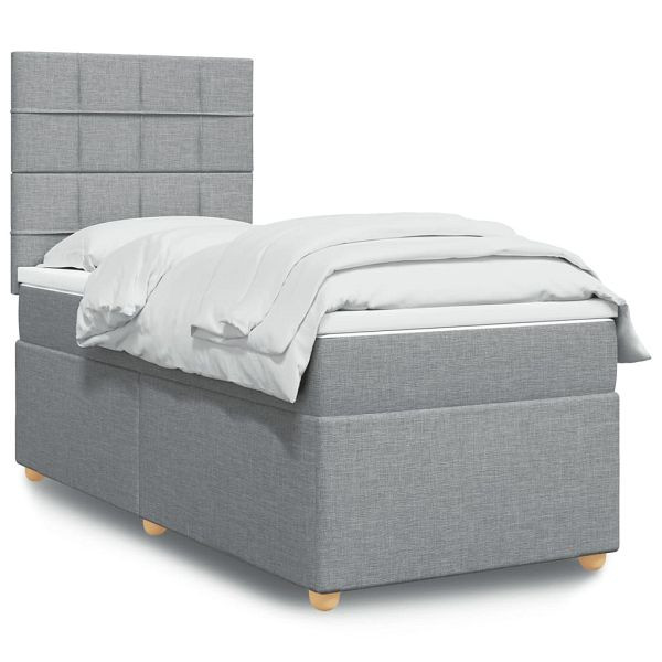 vidaXL Boxspringbett mit Matratze Hellgrau 80x200 cm Stoff, 3291107