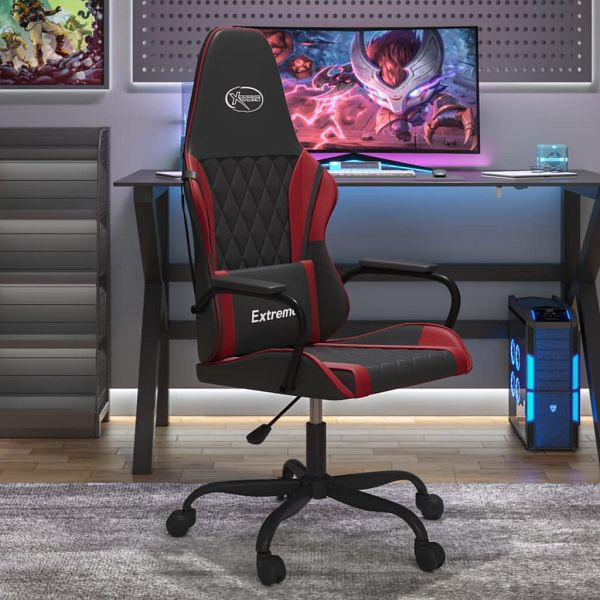 vidaXL Gaming-Stuhl Schwarz und Weinrot Kunstleder, 3143782