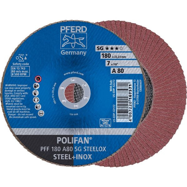 Pferd POLIFAN-Fächerscheibe PFF 180 A 80 SG STEELOX, VE: 10 Stück, 67608185