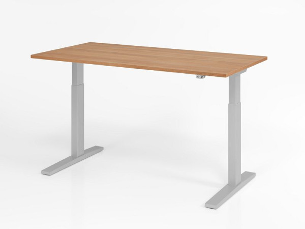 Hammerbacher Schreibtisch XMKA16, 160 x 80 cm, Platte: Nussbaum, 25 mm dick, ABS-Dickkante, Rechteckform, VXMKA16/N/S