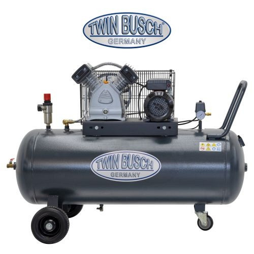 Twin Busch Druckluftkompressor liegend - 200 L - Grey, TWKL-200-10/2